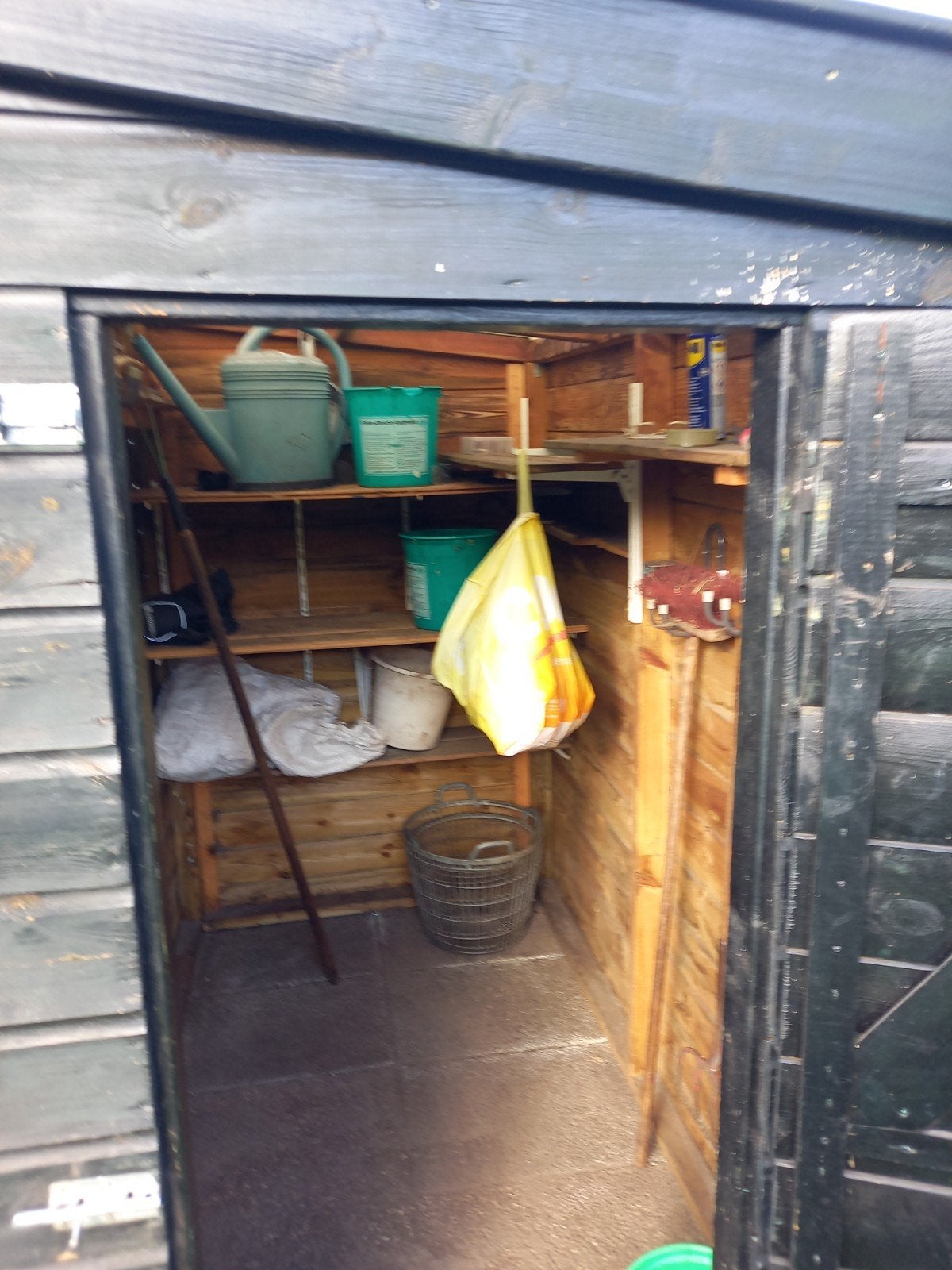 Houten tuinschuur 2x125 met tegel, Ophalen, Gebruikt, Hout, Overige typen