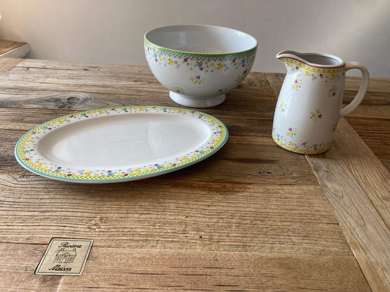 Albert Heijn Servies set voorjaar/zomer - schaal, kan, schot, Keramiek, Ophalen of Verzenden, Zo goed als nieuw, Albert Heijn