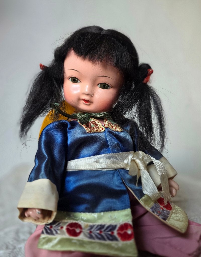 Antiek chinees of japans popje, snoezig meisje 100% orgineel, Ophalen, Zo goed als nieuw, Pop