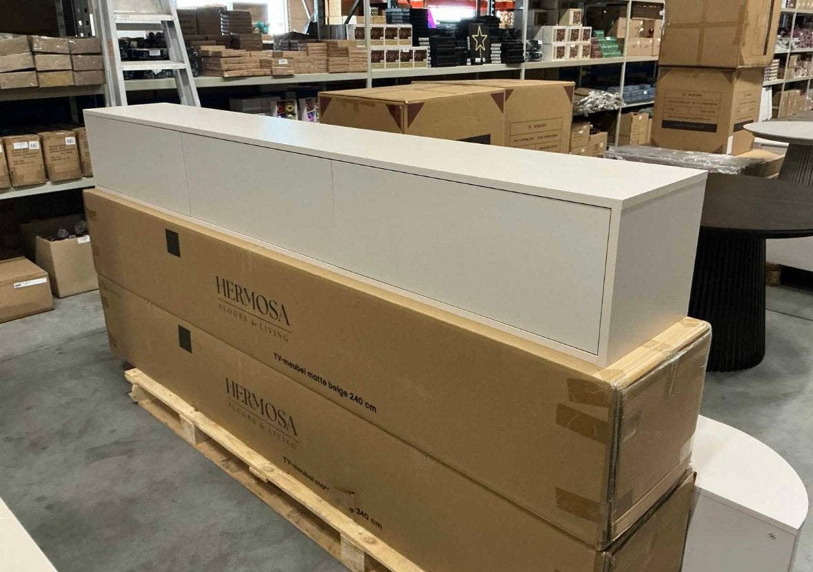 TV-meubel mat beige 240 cm, Ophalen, Overige materialen, Nieuw, 200 cm of meer