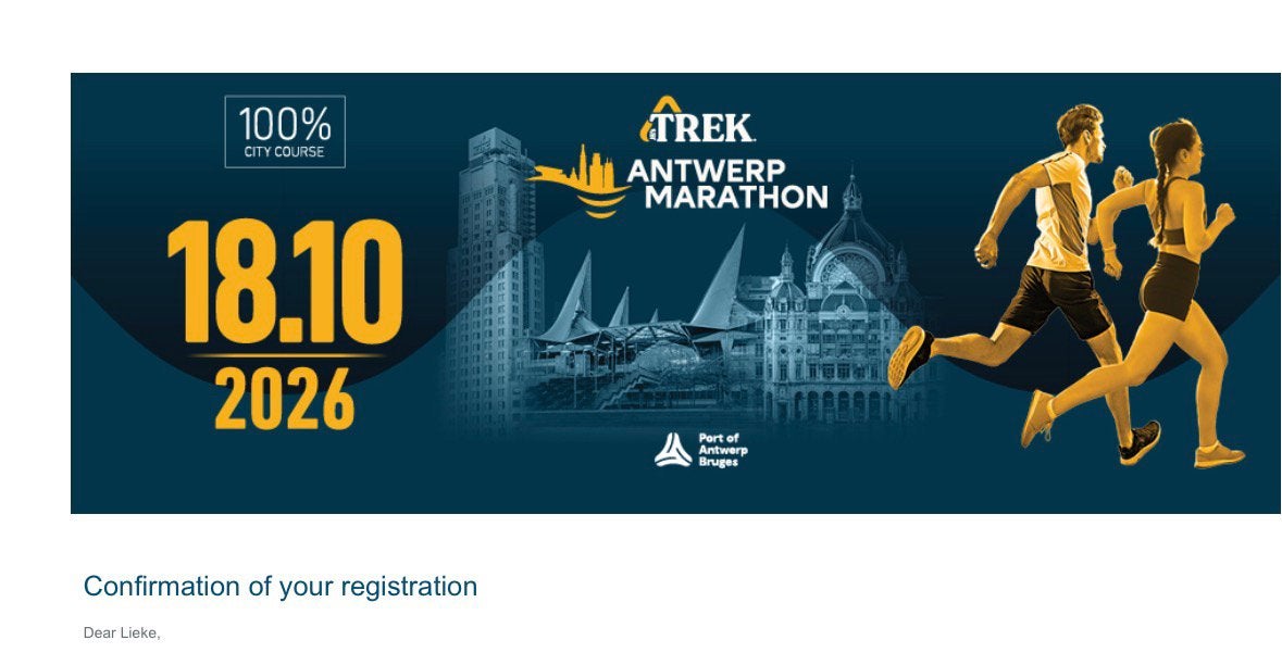 Startbewijs Halve marathon Antwerpen 18-10-2026, Ophalen of Verzenden, Zo goed als nieuw, Overige typen, Overige merken