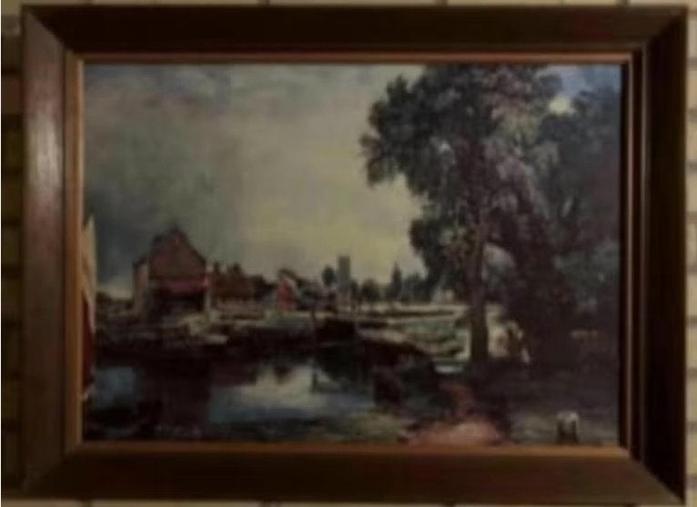 Schilderij, print, wanddecoratie stilleven; huizen aan water, Antiek en Kunst, Kunst | Schilderijen | Klassiek, Ophalen of Verzenden