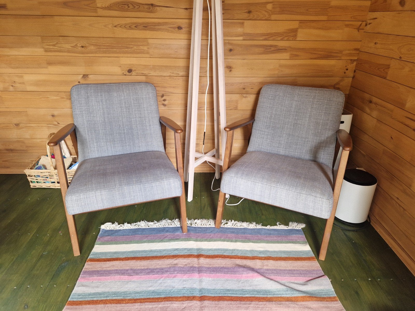 Twee grijze fauteuils (Ekenaset van IKEA), Ophalen, Grijs, Stof, Twee