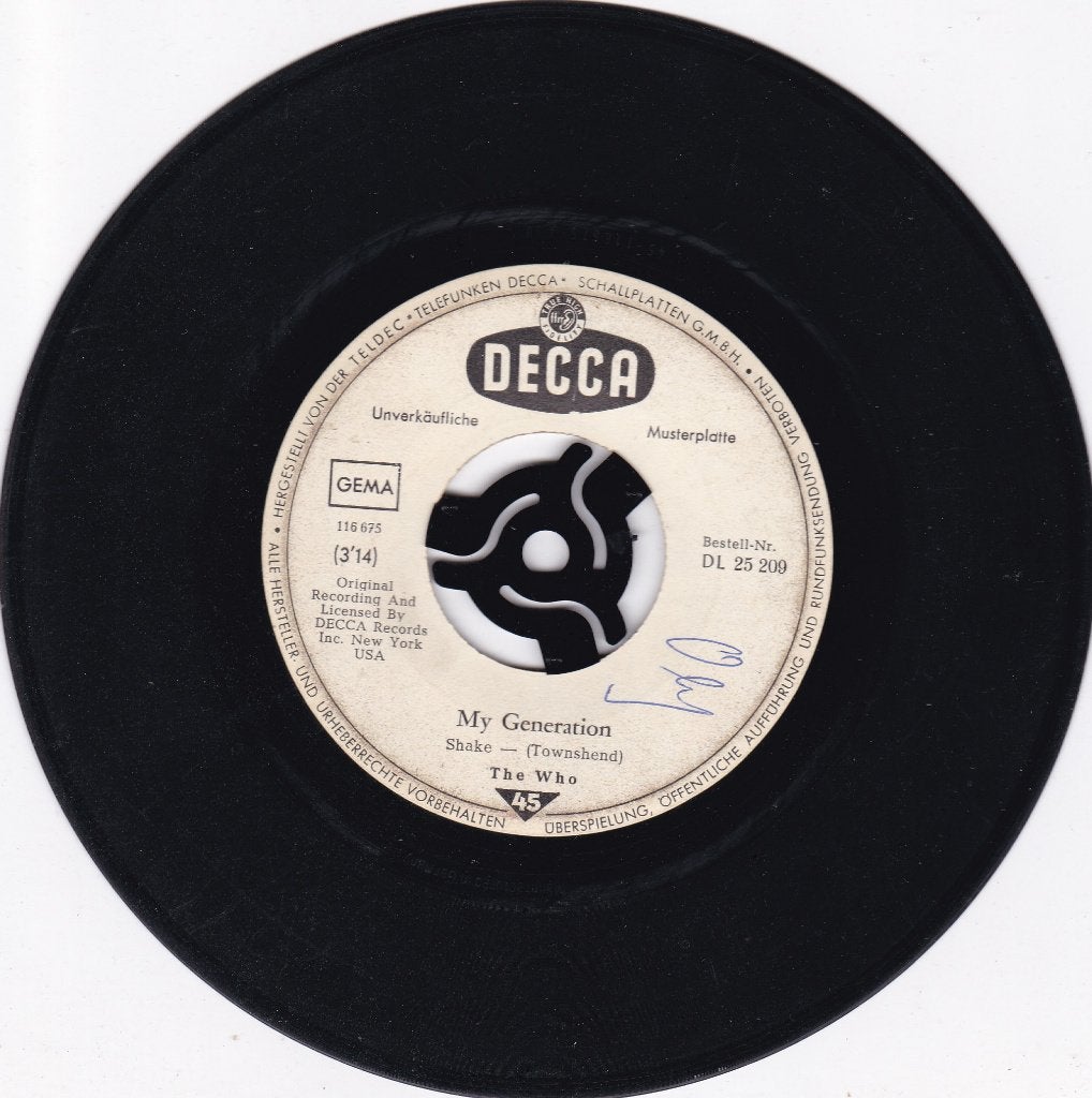 The Who - My Generation -(Duitse Promo 1965), Gebruikt, Beschermende buitenhoes, 7 inch, Ophalen of Verzenden