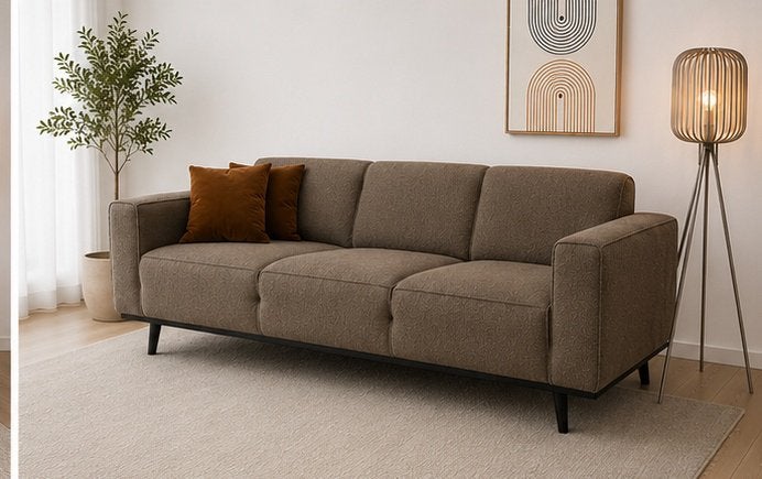 Bepurehome bank 3 zits boucle, Huis en Inrichting, Ophalen, Japandi, Bruin, Overige typen