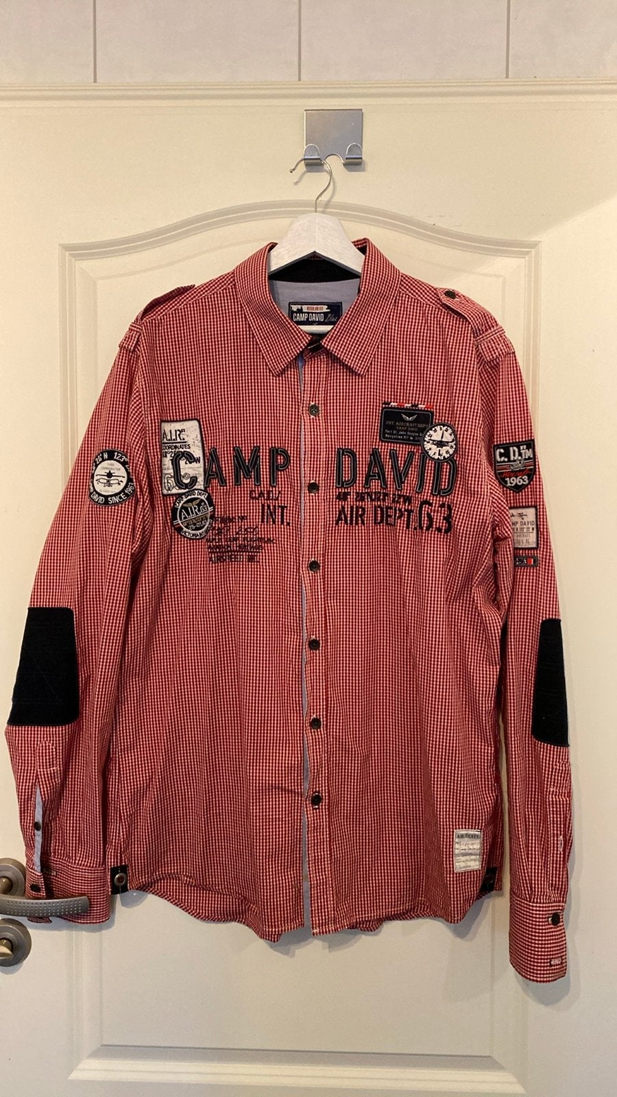 Camp David Heren Overhemd Rood Geruit Maat L, Ophalen of Verzenden, Zo goed als nieuw, Rood, Halswijdte 41/42 (L)
