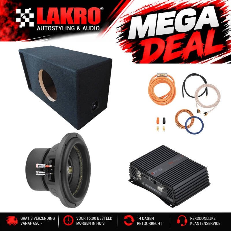 10 inch Pack 14 - LAKRO - subwooferpakket - 1000 watt RMS, Niet ingevuld, Niet ingevuld, Niet ingevuld