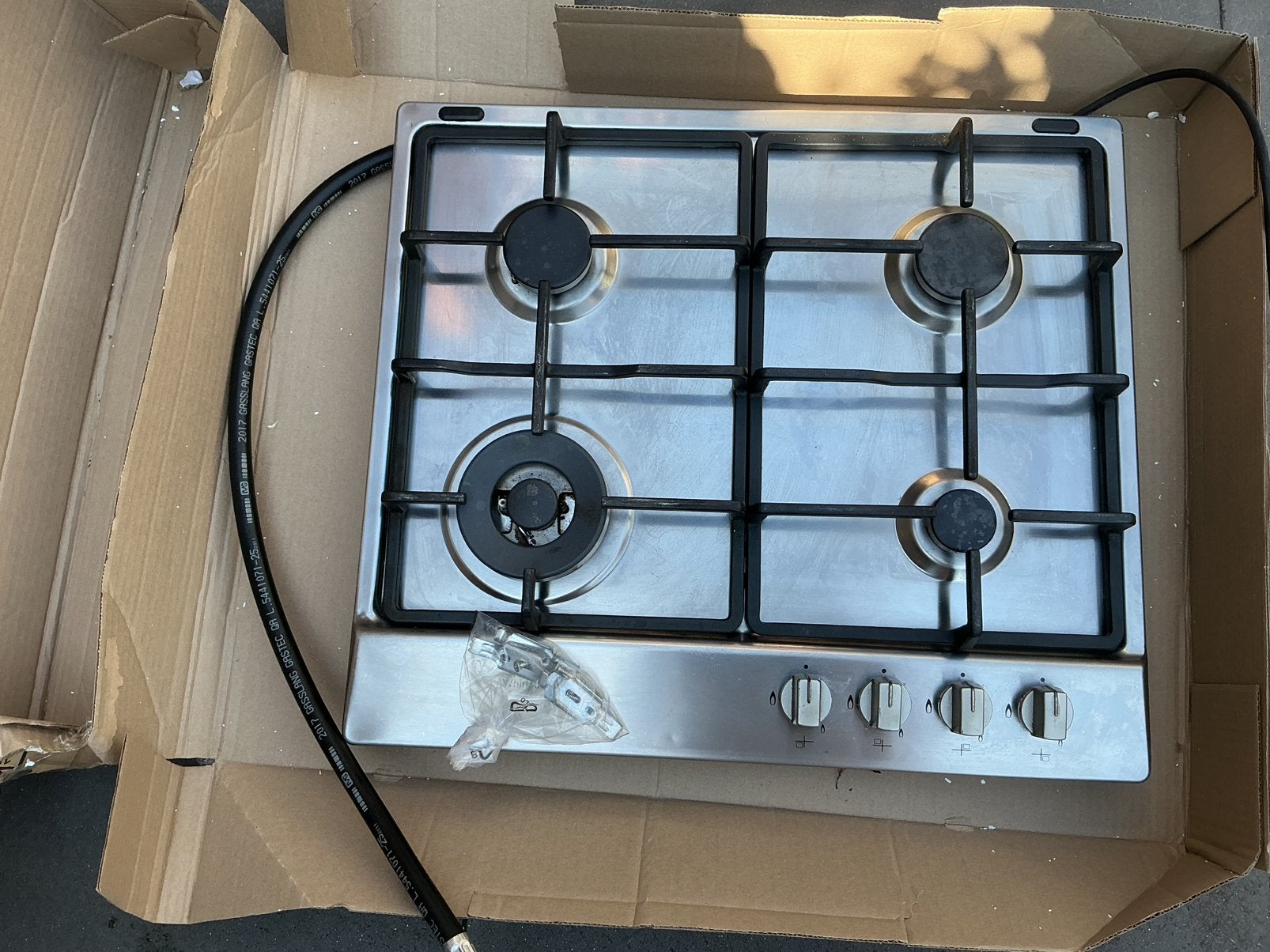 Inbouw gasstel, Ophalen, Gebruikt, 4 kookzones, Inbouw