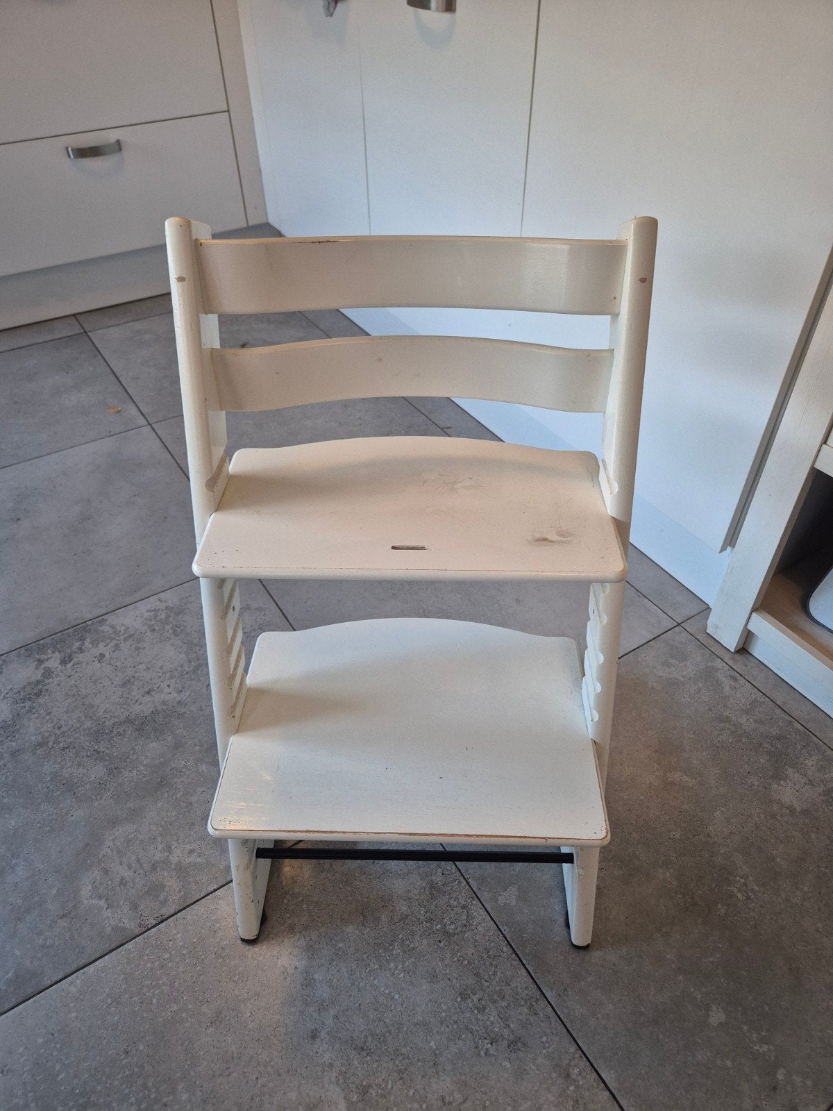 Stokke Tripp Trapp kinderstoel wit, Ophalen, Gebruikt, Meegroeistoel