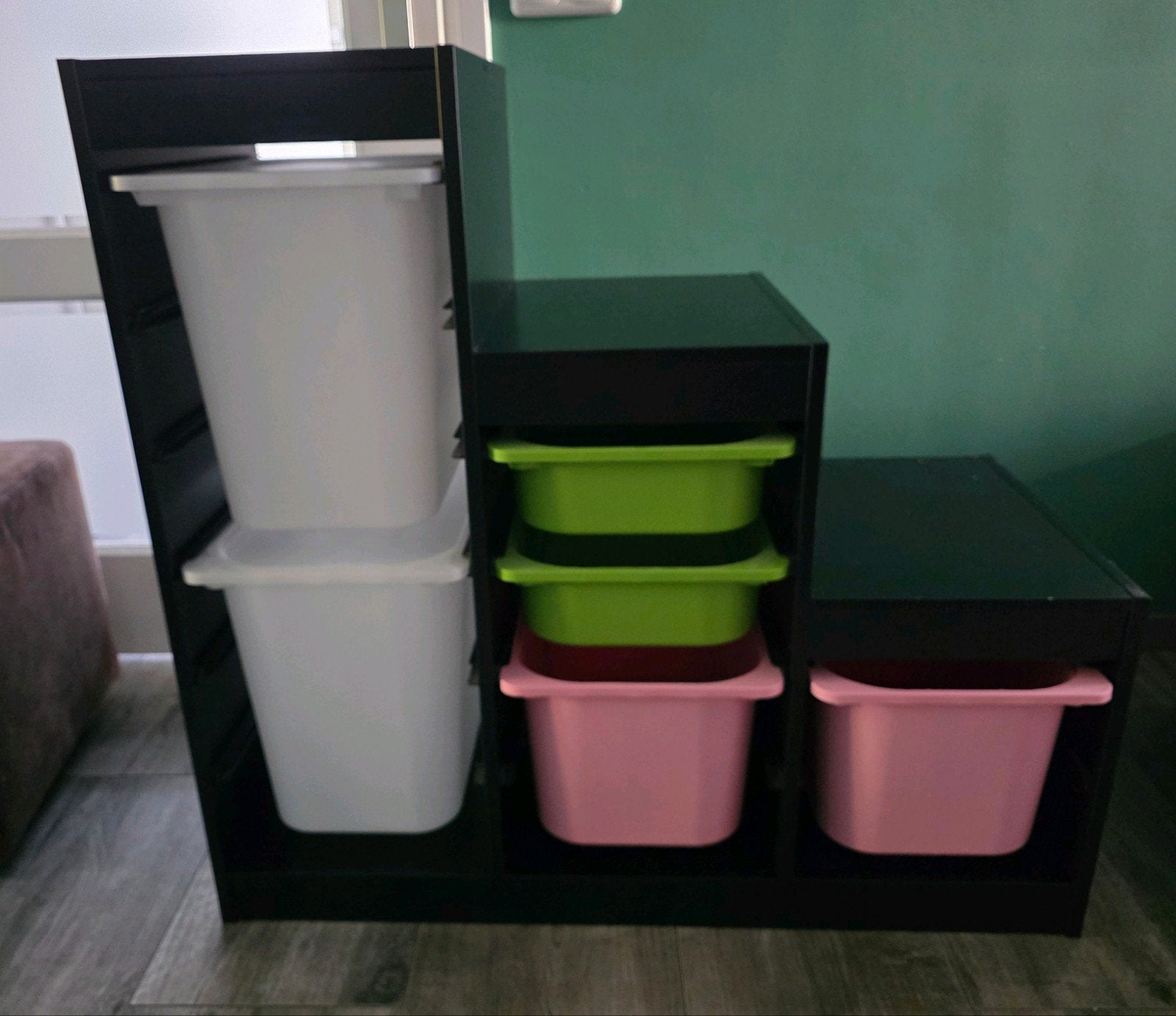Ikea Trofast zwart opbergmeubel met gekleurde bakken, Ophalen, Gebruikt