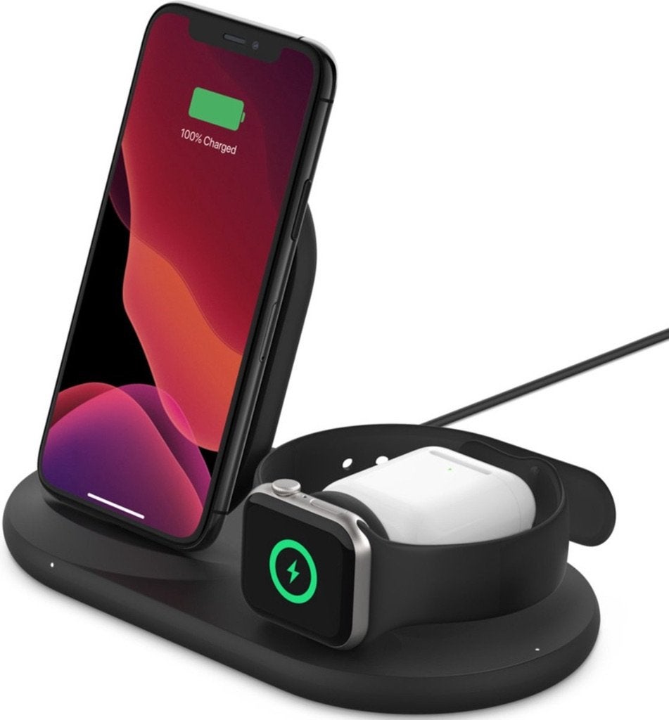Belkin 3-in-1 Qi Draadloze oplader voor iPhone, Telecommunicatie, Gebruikt, Draadloze oplader, Ophalen of Verzenden, Apple
