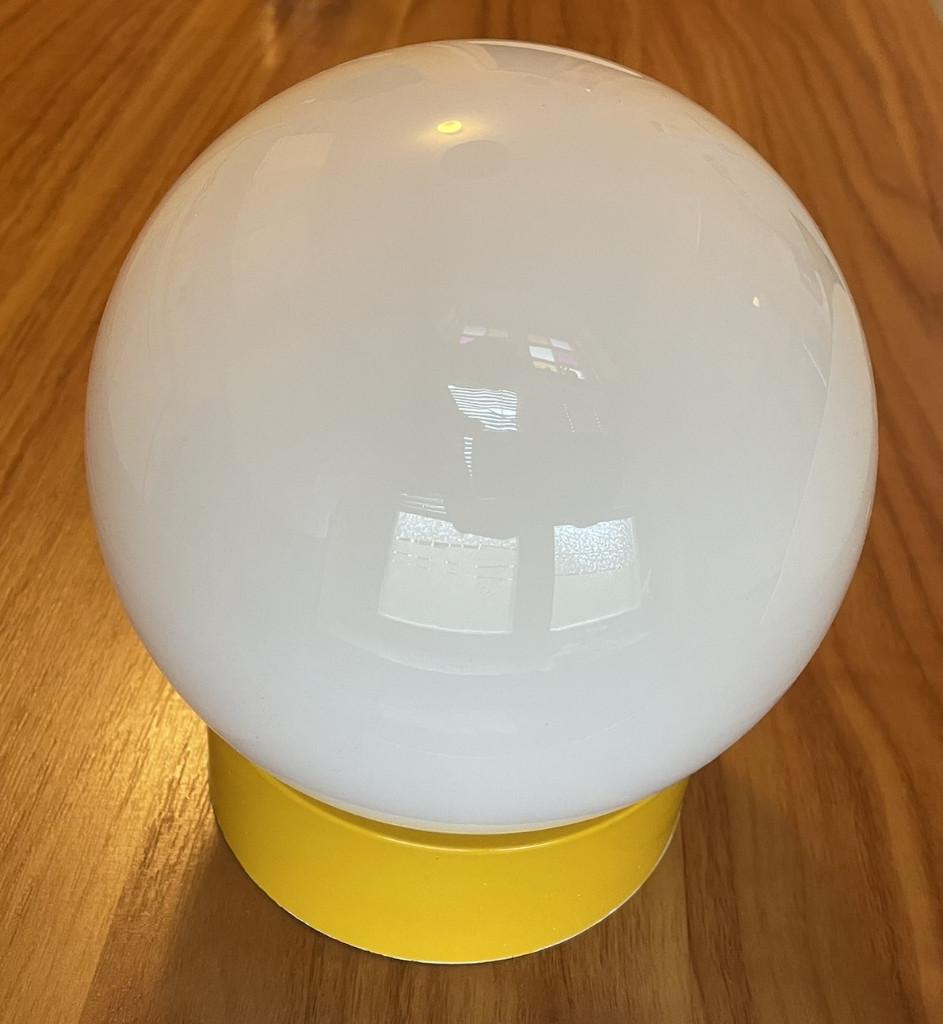 Lichtbolletje met gele houder lichtbol plafondlamp, Ophalen, Gebruikt, Glas