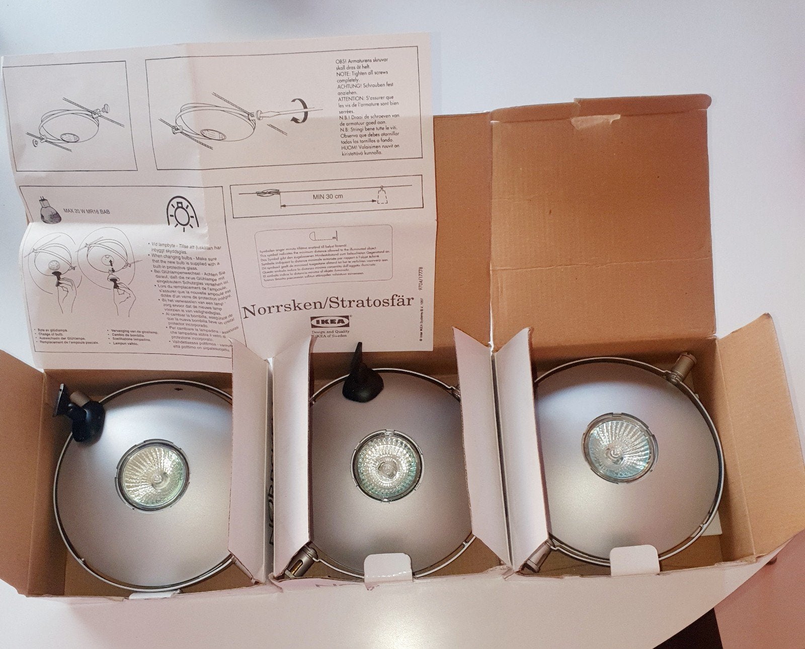 Design Ikea spots x3 norrske stratosfär ufo 1995 retro, Ophalen, Zo goed als nieuw, Plafondspot of Wandspot