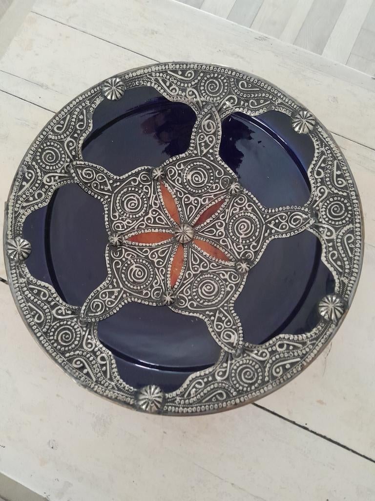 Marokkaanse decoratieve schaal, Ophalen of Verzenden, Zilver, Overige materialen