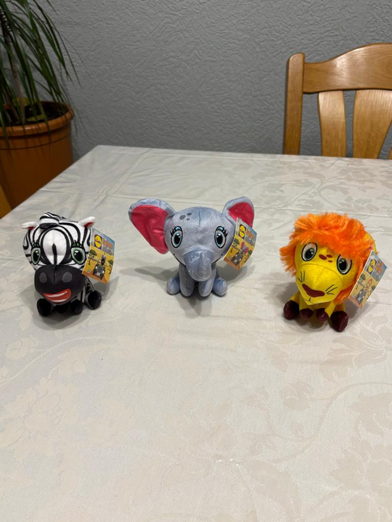Lidl Safari Knuffels: Zebra, Olifant, Leeuw (Nieuw), Ophalen of Verzenden, Nieuw