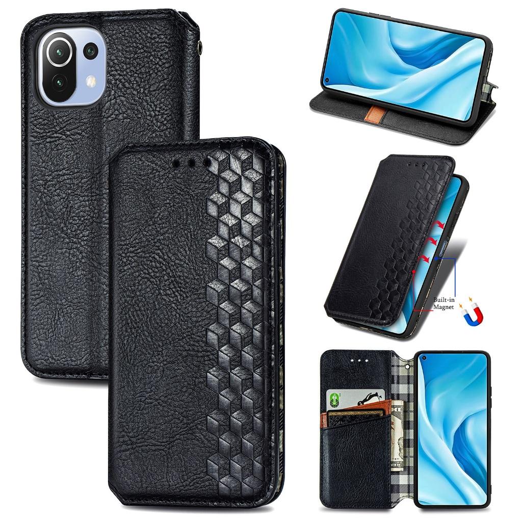 Mi 11 Lite 5G NE / Mi 11 Lite 4G/5G Wallet Cas Set _ Zwart, Verzenden, Nieuw, Hoesje of Tasje