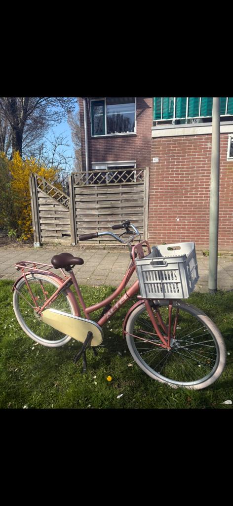 Roze damesfiets met mandje, Ophalen, Zo goed als nieuw