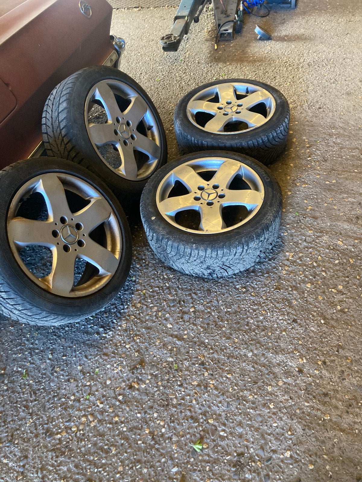 Mercedes velgen  winterbanden 17 inch, Ophalen, Velg(en), 17 inch, Winterbanden