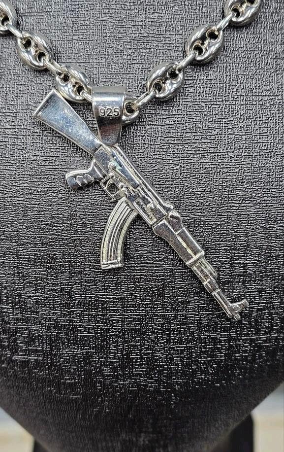 925 Zilveren AK-47 Hanger, Ophalen of Verzenden, Nieuw, Zilver, Zilver