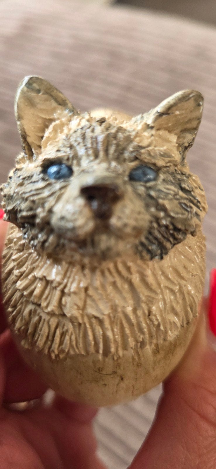 Uniek Birmaan Kattenbeeldje - Handgemaakt, Ophalen of Verzenden, Zo goed als nieuw, Hond of Kat, Beeldje of Figuurtje