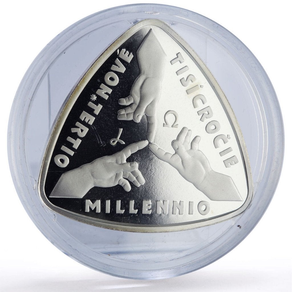 Slowakije 500 Korun 2001, Millenium .999 zilver, ounce proof, Ophalen of Verzenden, Overige landen, Losse munt, Zilver