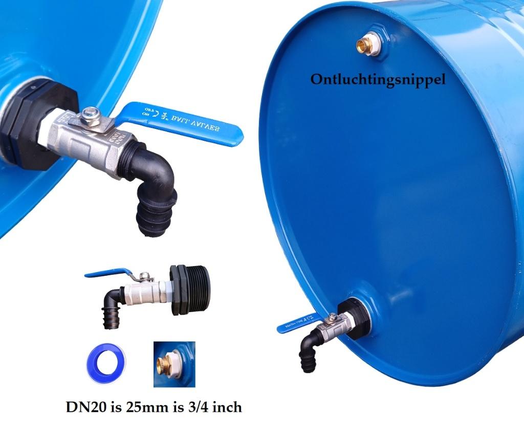 vat tap 200liter kraan olievat - met ontluchting - goedkoop, Tuin en Terras, Regentonnen, 150 liter of meer, Ophalen, Kunststof