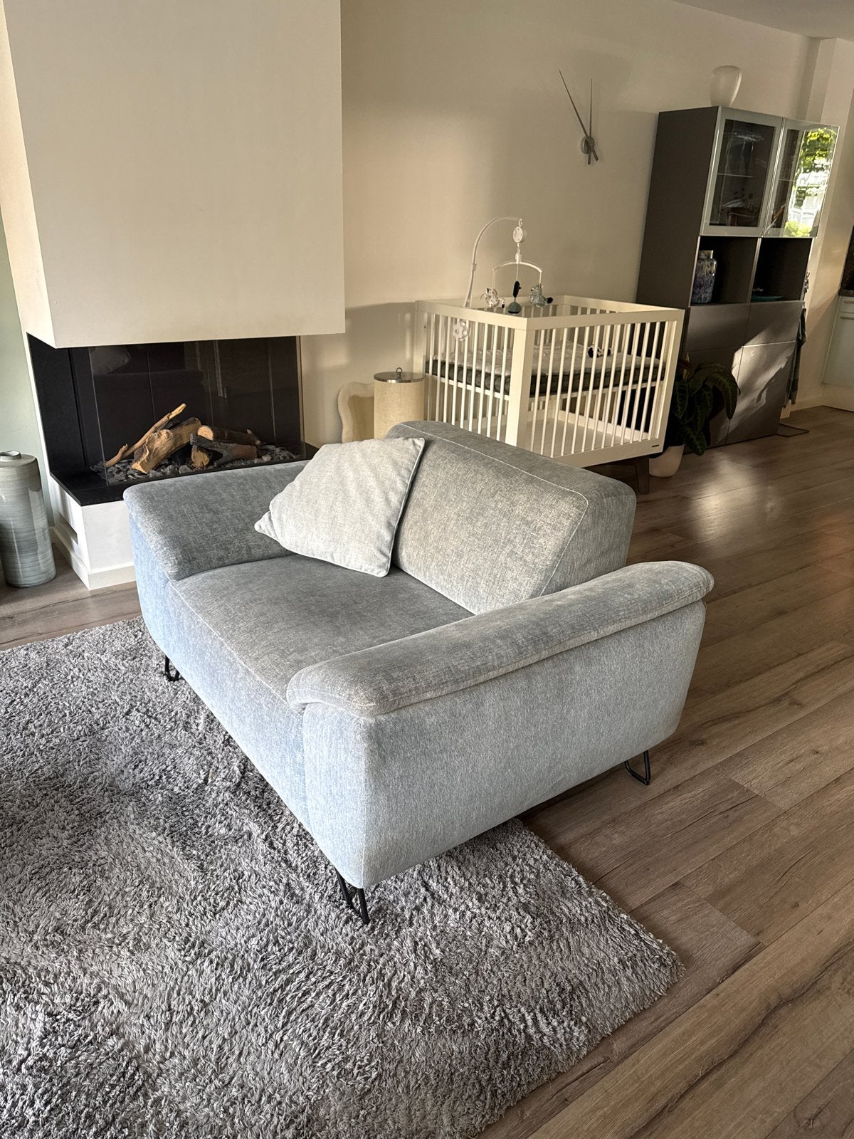 Comfortabele Loveseat - Grijs/Blauw, Ophalen, Gebruikt, 150 tot 200 cm, Tweepersoons