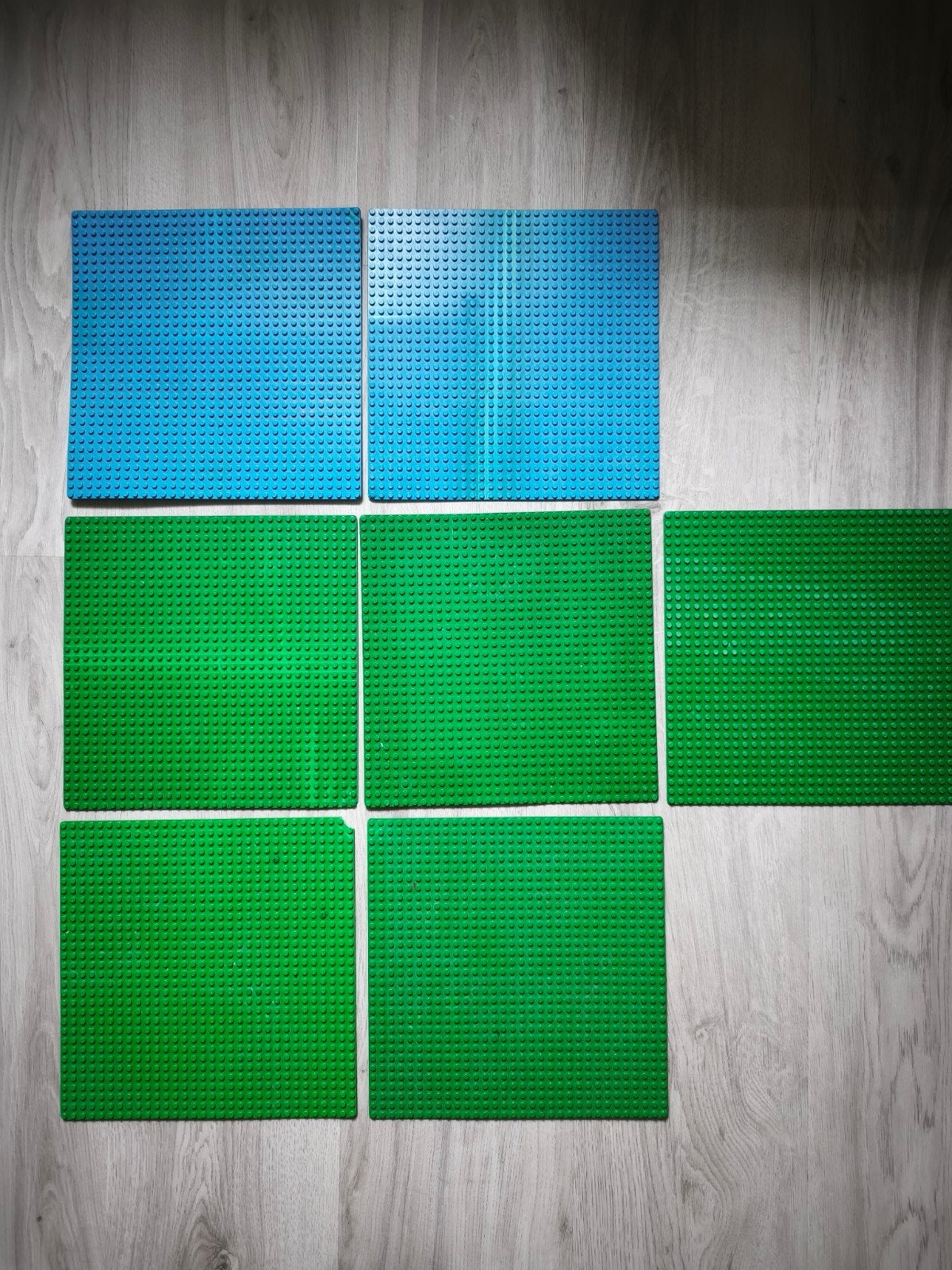 7 Lego grondplaten blauw groen 32x32, Ophalen of Verzenden, Gebruikt, Grondplaat, Lego