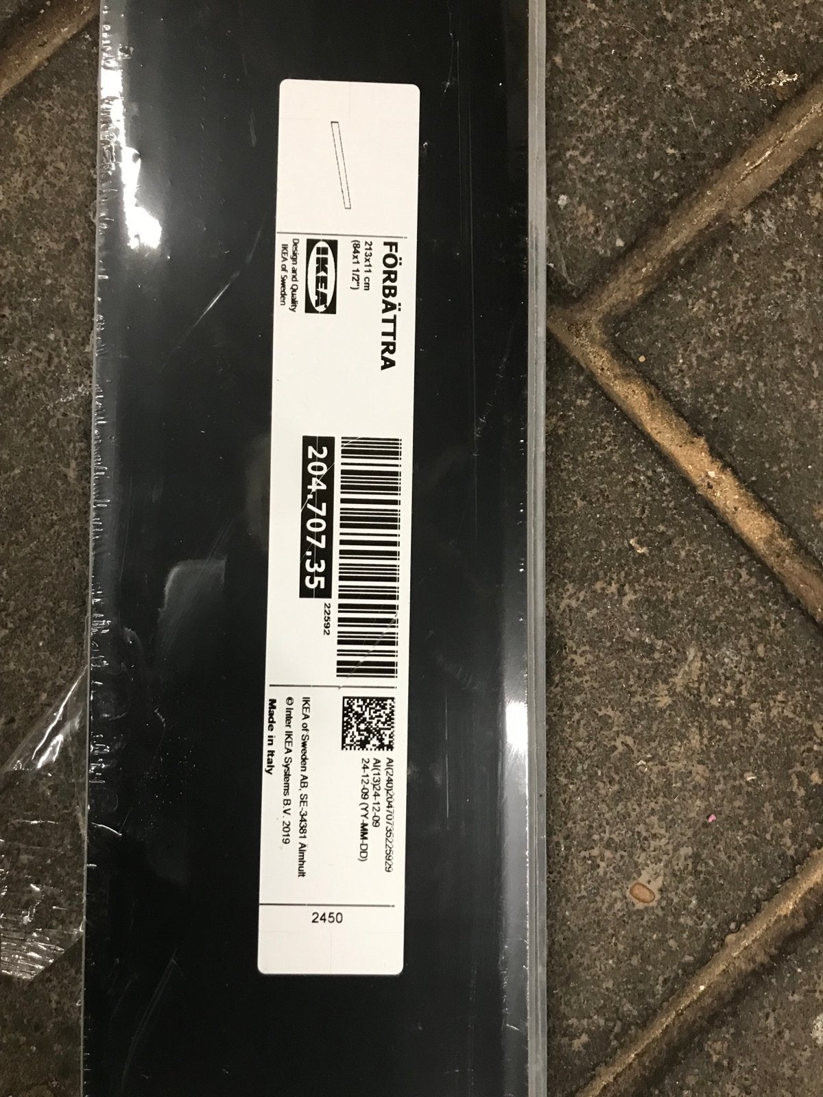 IKEA FÖRBÄTTRA Plint 213x11 cm Zwart Hoogglans, Ophalen, Nieuw
