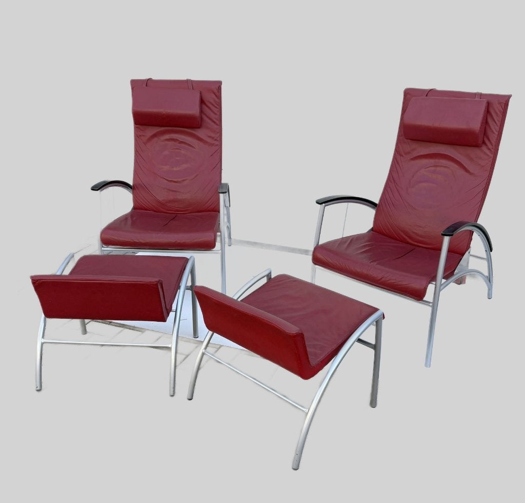 set Kebe Denemarken fauteuils met bijpassende voetenbankjes, Gebruikt, ., 75 tot 100 cm, Modern