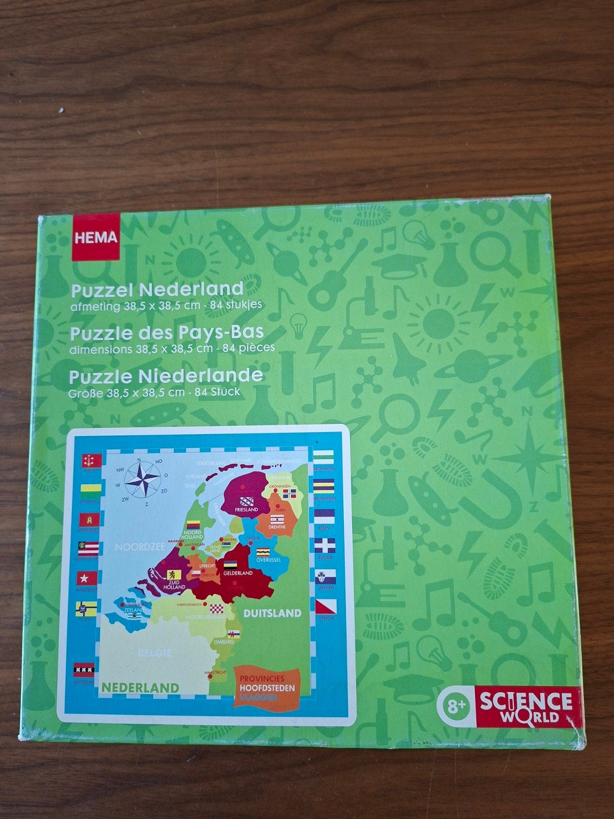 puzzel Nederland met hoofdsteden en provincievlaggen, Ophalen of Verzenden, Meer dan 50 stukjes, Gebruikt, 6 jaar of ouder
