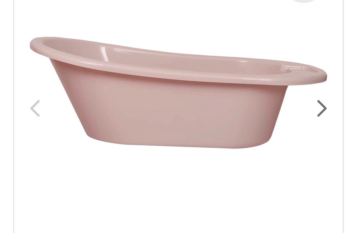 Roze babybadje met standaard - Zo goed als nieuw, Ophalen, Zo goed als nieuw, Badje, Standaard