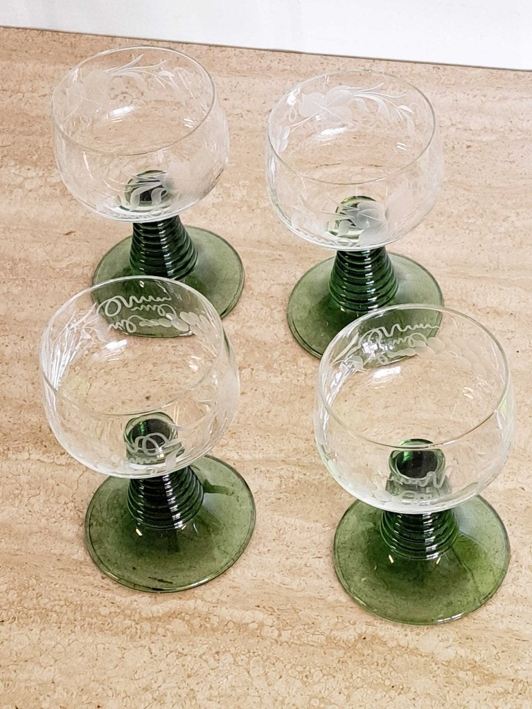 Vintage Luminarc  Roemer wijnglazen:   wijnstok geëtst  4 x, Ophalen of Verzenden
