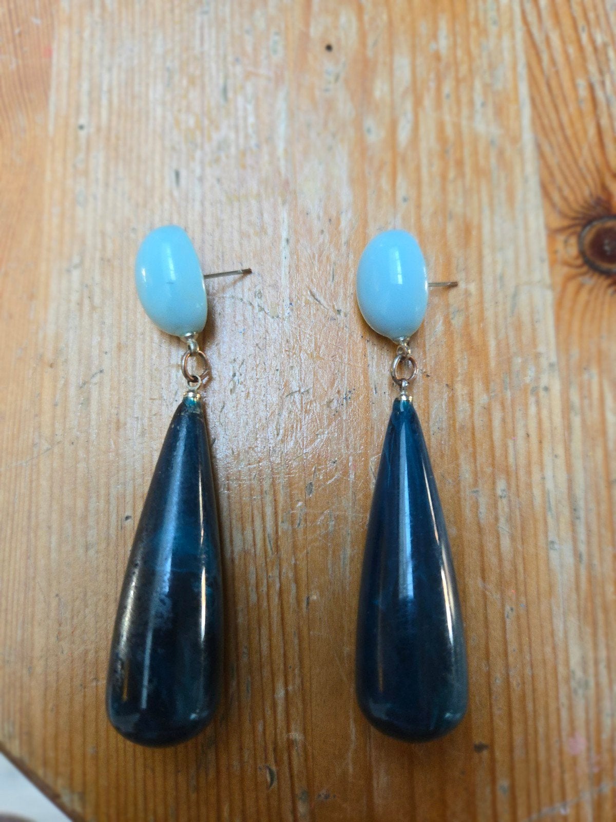 Elegante Druppelvorm Oorbellen in Blauw en Lichtblauw, Ophalen of Verzenden, Blauw, Overige materialen, Hangers