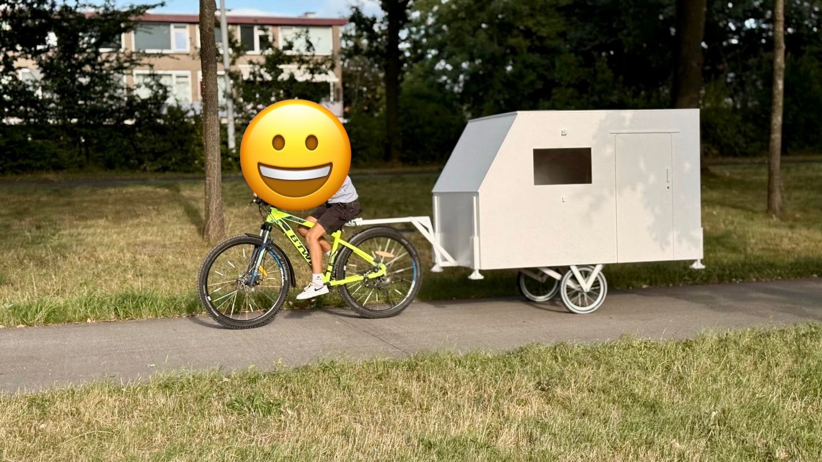 Unieke demontabele fietskar/caravan voor kinderen, Ophalen of Verzenden, Gebruikt, Kinderkar, 40 tot 60 kg