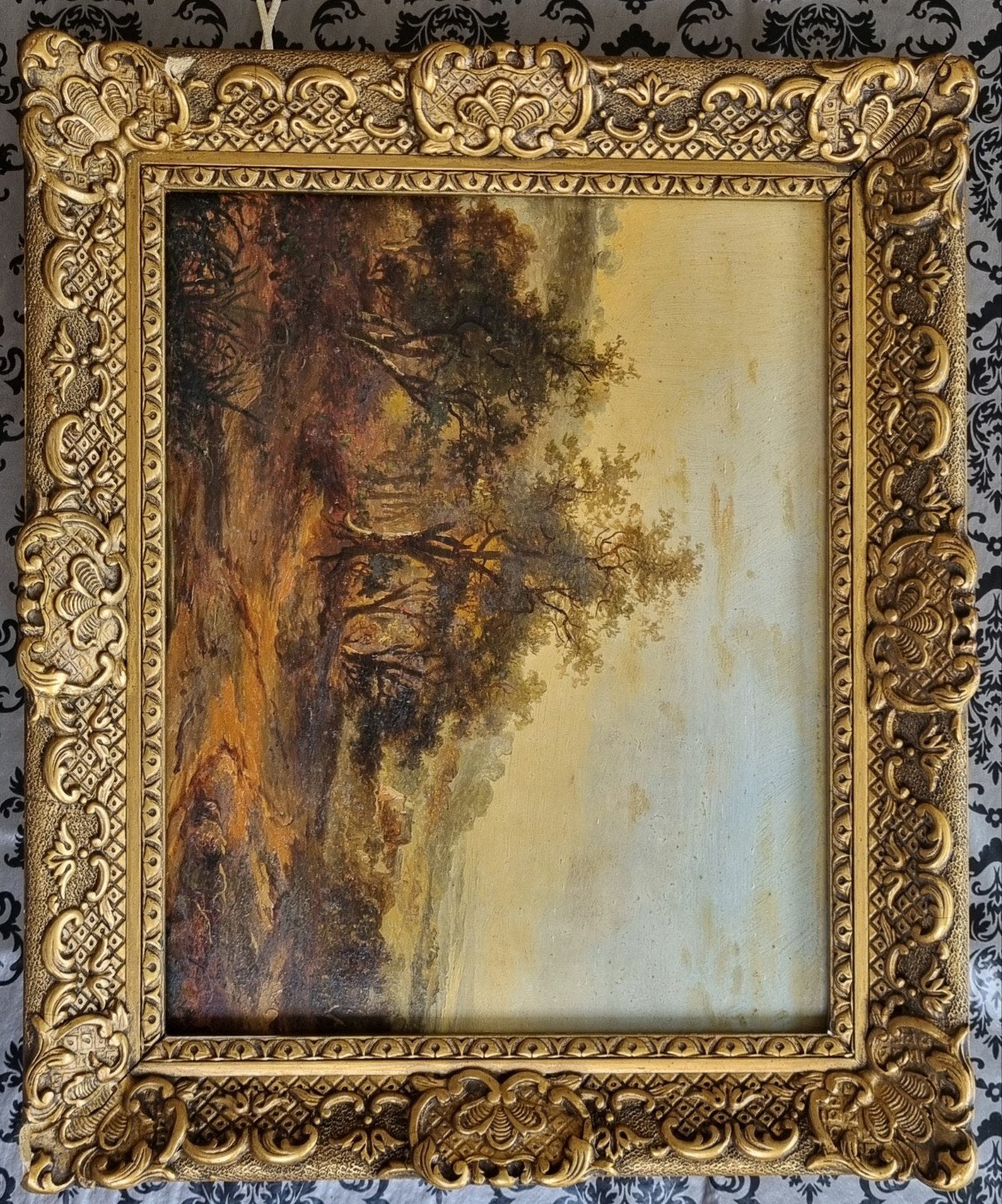 Landschapsschilderij naar P.F. Peters - Paneel 32x24 cm, Antiek en Kunst, Ophalen, Paneel, Landschap, Olieverf