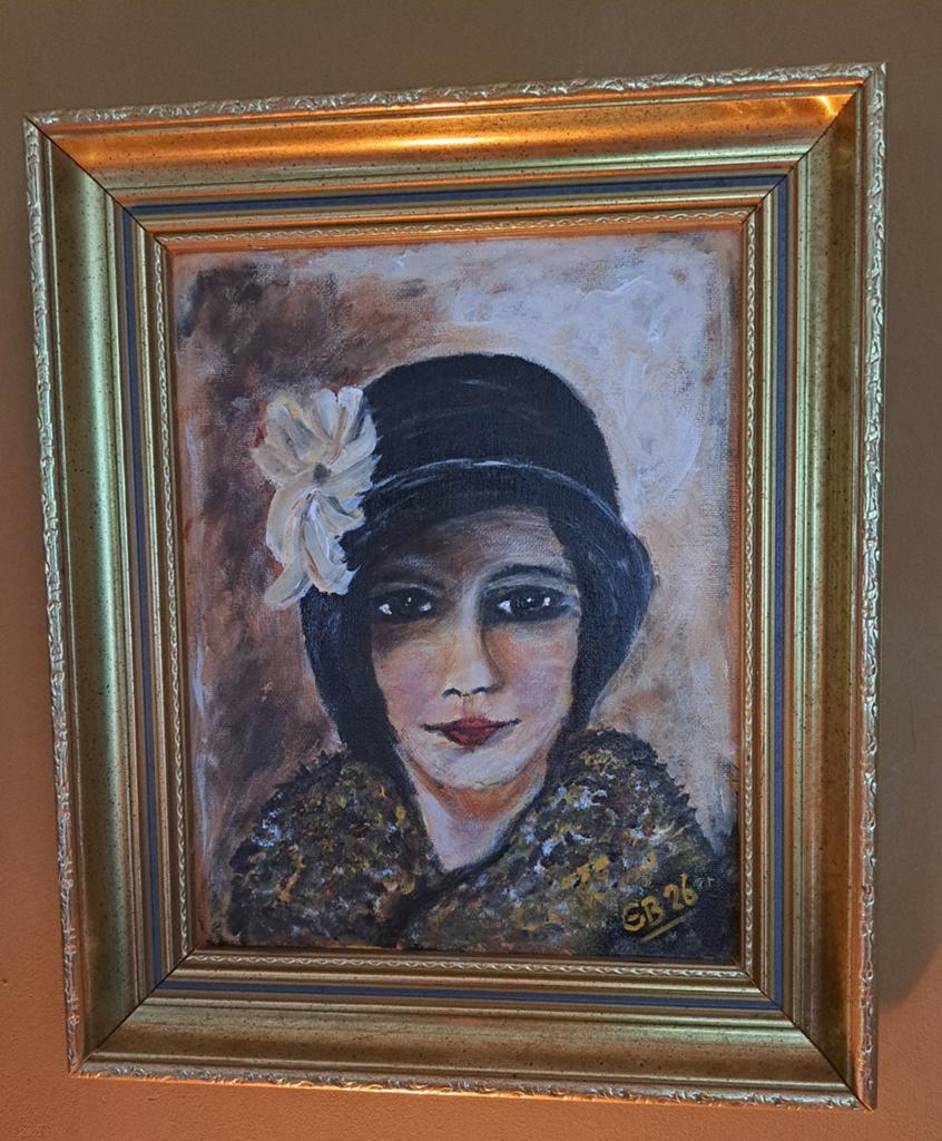 Schilderij: Vrouw met Hoedje en Bontjas (Jaren '30, Antiek en Kunst, Ophalen of Verzenden