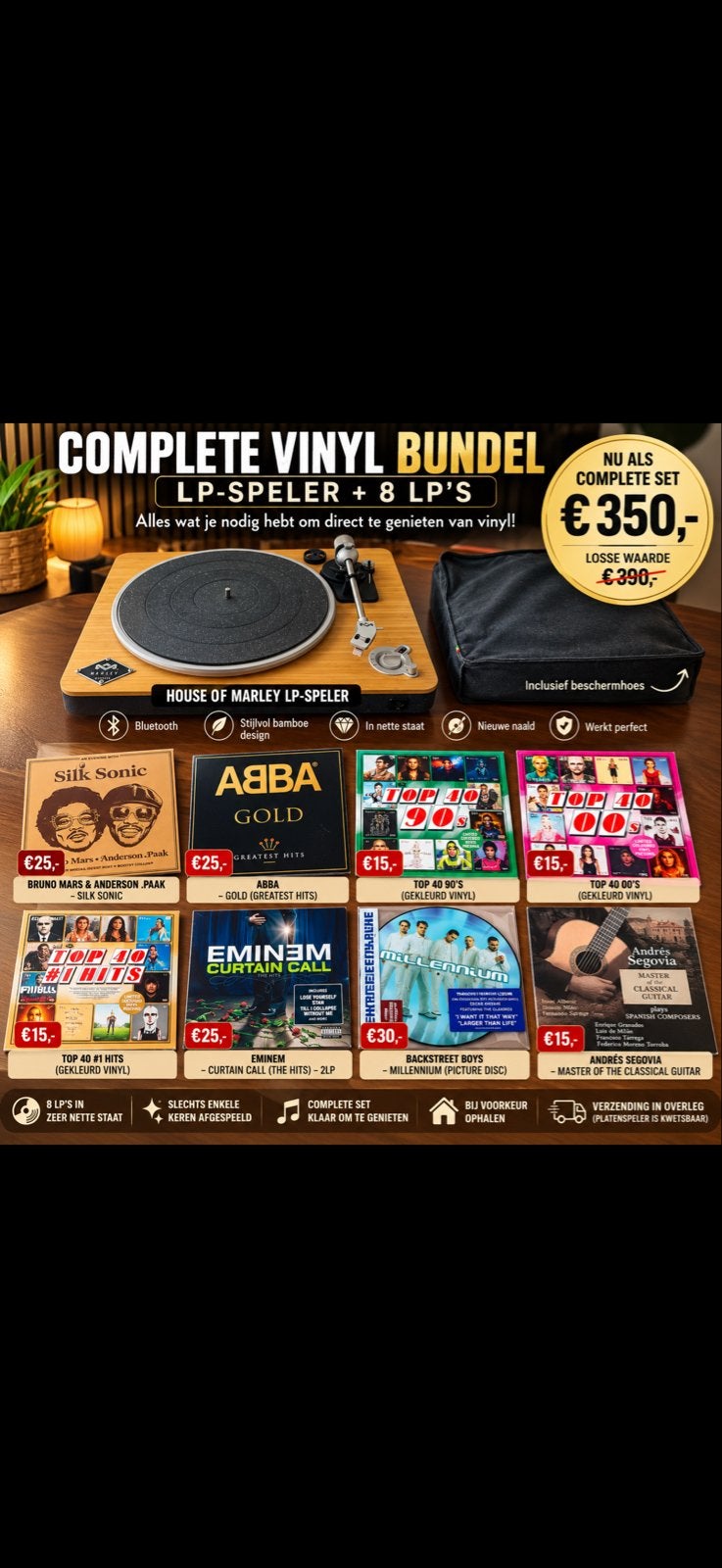 Complete Vinylset: House of Marley Platenspeler + 8 LP's, Ophalen of Verzenden, Zo goed als nieuw, Platenspeler, Overige merken