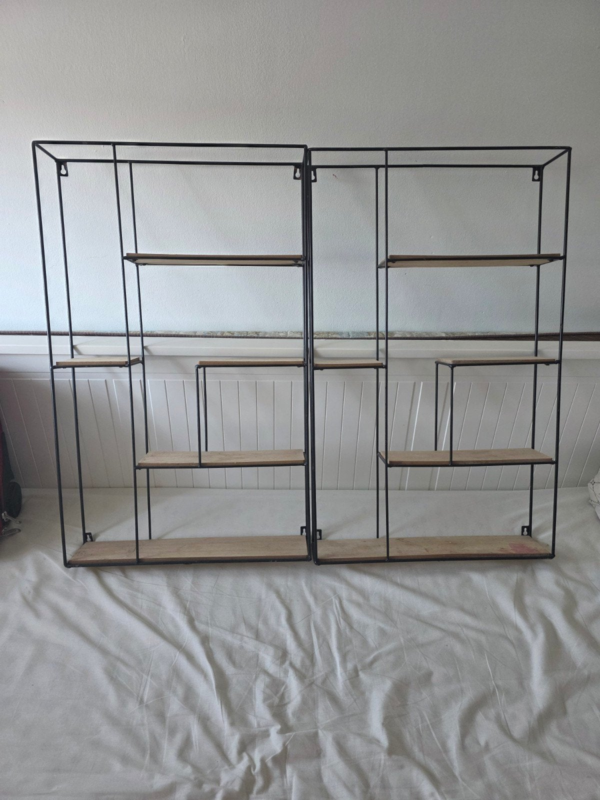 Set van 2 industriële wandrekken met houten planken, Huis en Inrichting, Woonaccessoires | Wandplanken en Boekenplanken, Ophalen