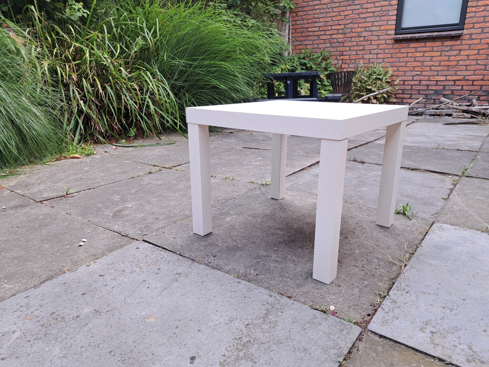 Wit bijzettafeltje Ikea Lack 55x55x45, 45 tot 60 cm, Gebruikt, Vierkant, 55 tot 75 cm