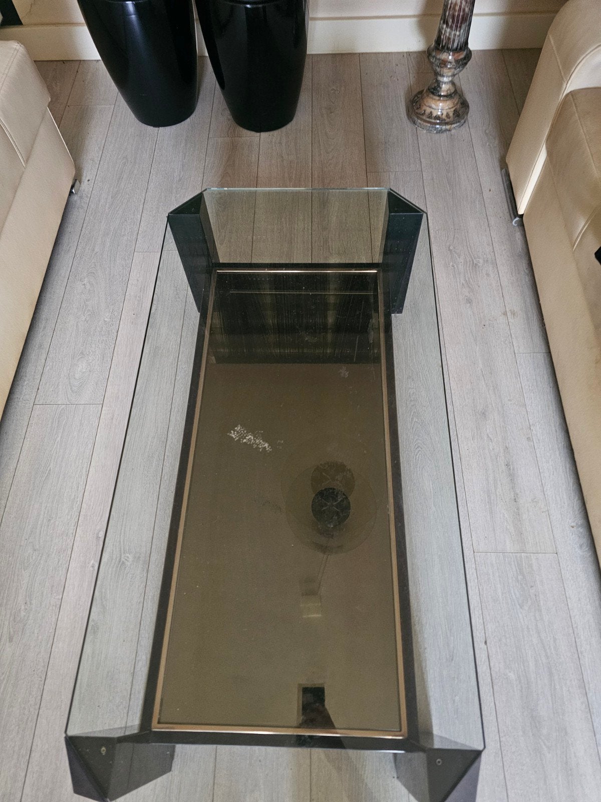 salontafel 120cm ,zwaar, zgan, zwart met glas., Huis en Inrichting, Tafels | Salontafels, Ophalen, 100 tot 150 cm, 50 tot 100 cm