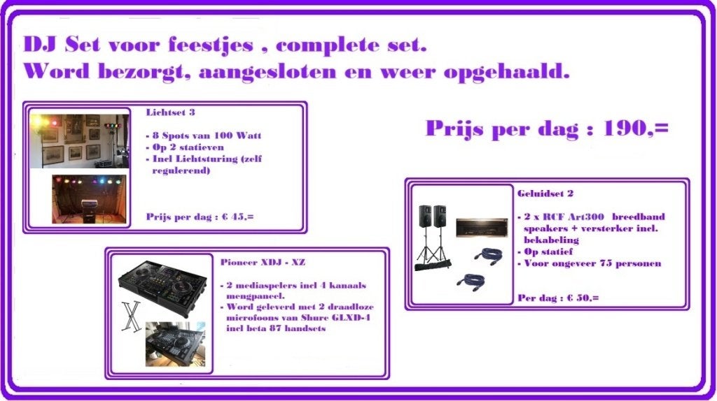 DJ set / Partyset te huur, Muziek en Instrumenten, Dj-sets en Draaitafels, Ophalen of Verzenden, Gebruikt, Dj-set, Overige merken