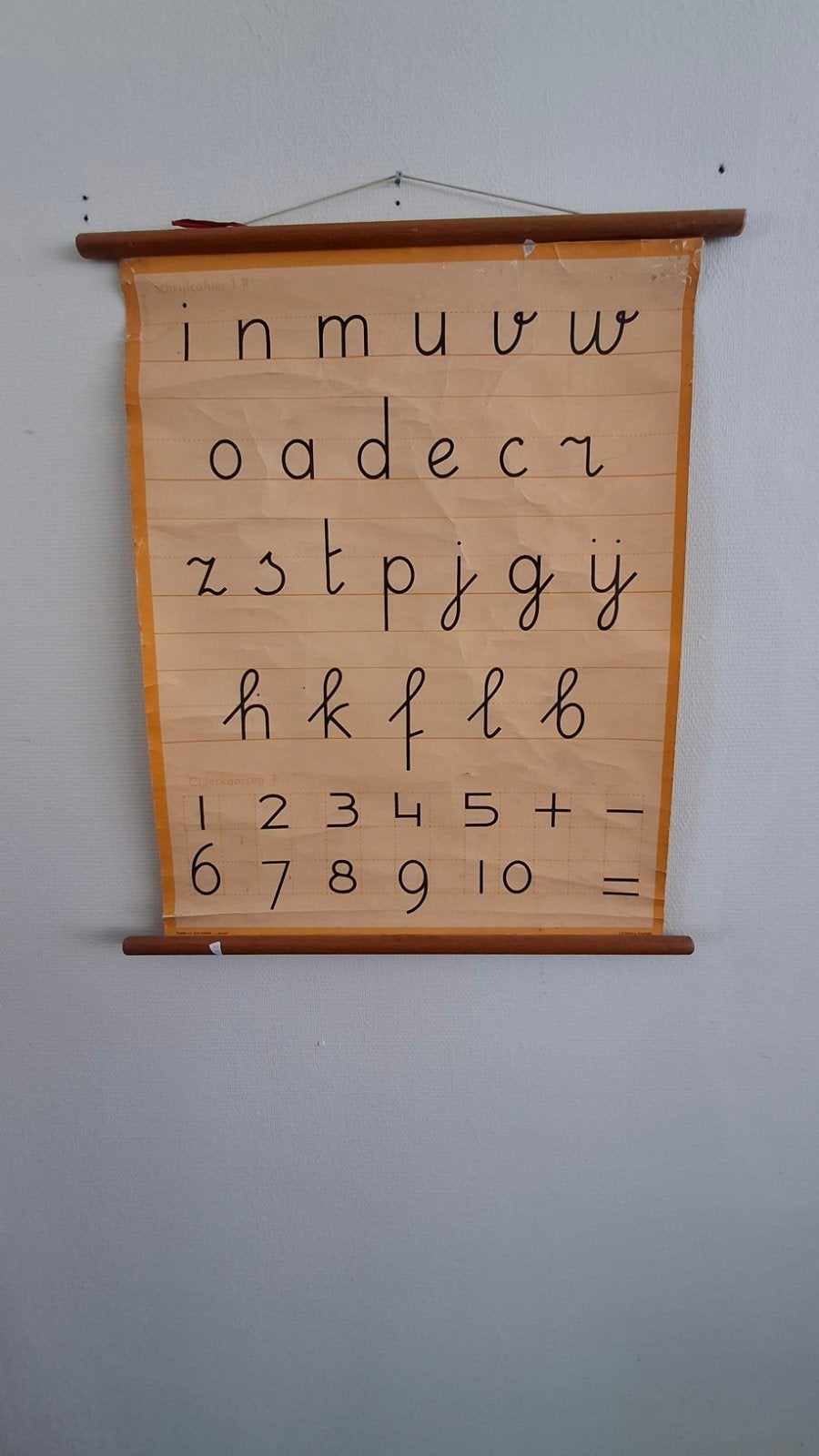 oude schoolplaat, schrijfletters, brocante letterkaart,, Ophalen of Verzenden, Overige thema's