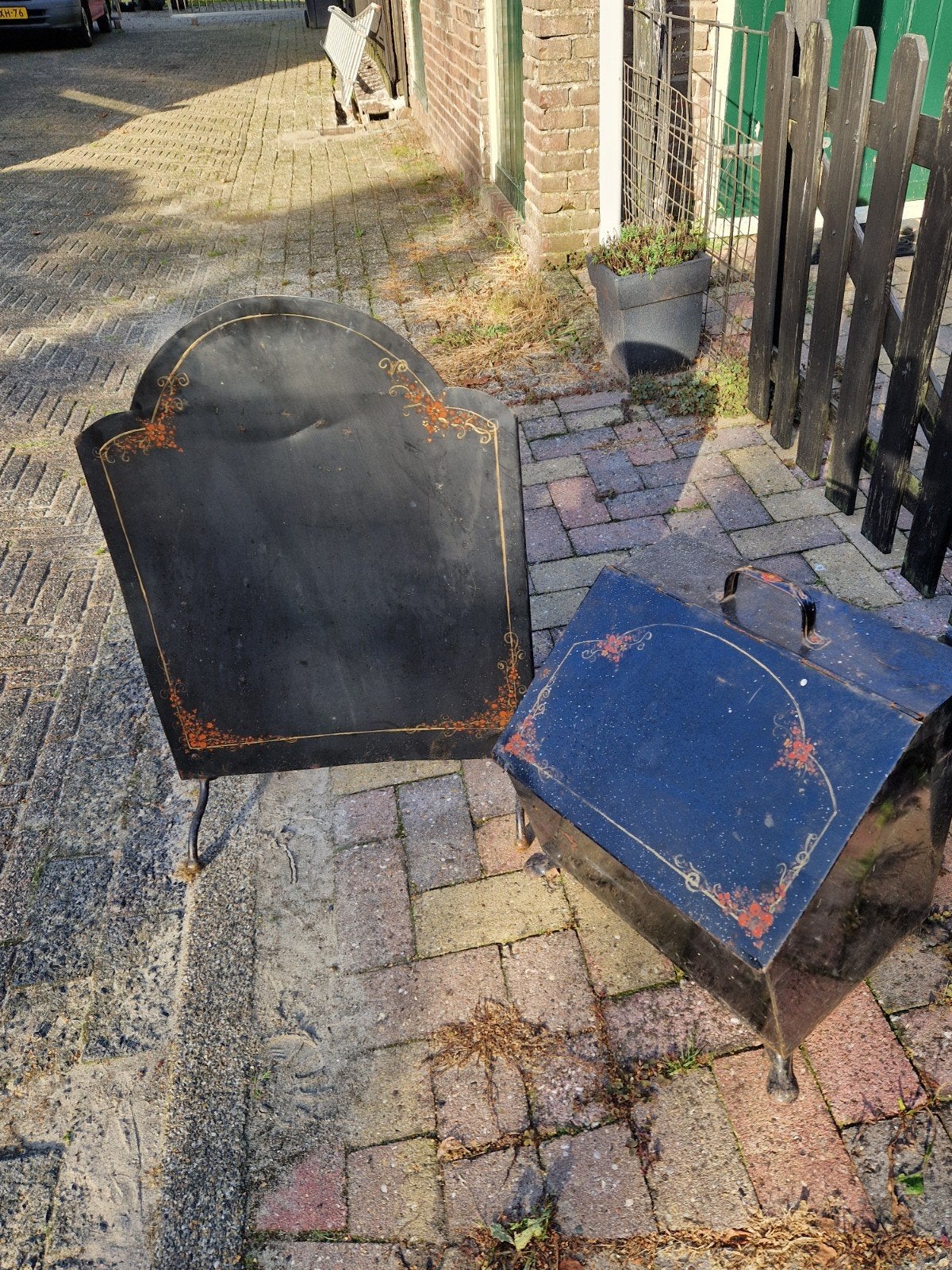 Vintage Haardset: Haardscherm en Houtbak Jaren '60/'70, Ophalen of Verzenden, Gebruikt, Overige soorten