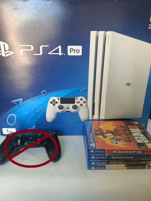 PlayStation 4 Pro 1TB met 1 controller en 4 games, Spelcomputers en Games, Ophalen of Verzenden, Met 2 controllers, Pro