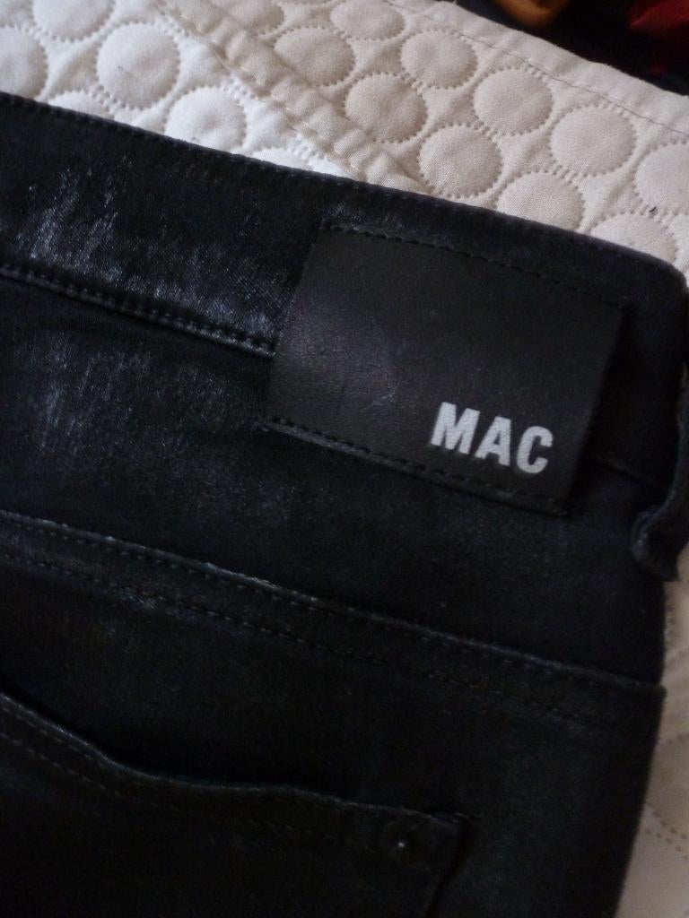 MAC broek KNITJEGGING imitatie leer 42 / L32 -GRATIS zend, Verzenden, Zwart, Maat 42/44 (L), Zo goed als nieuw