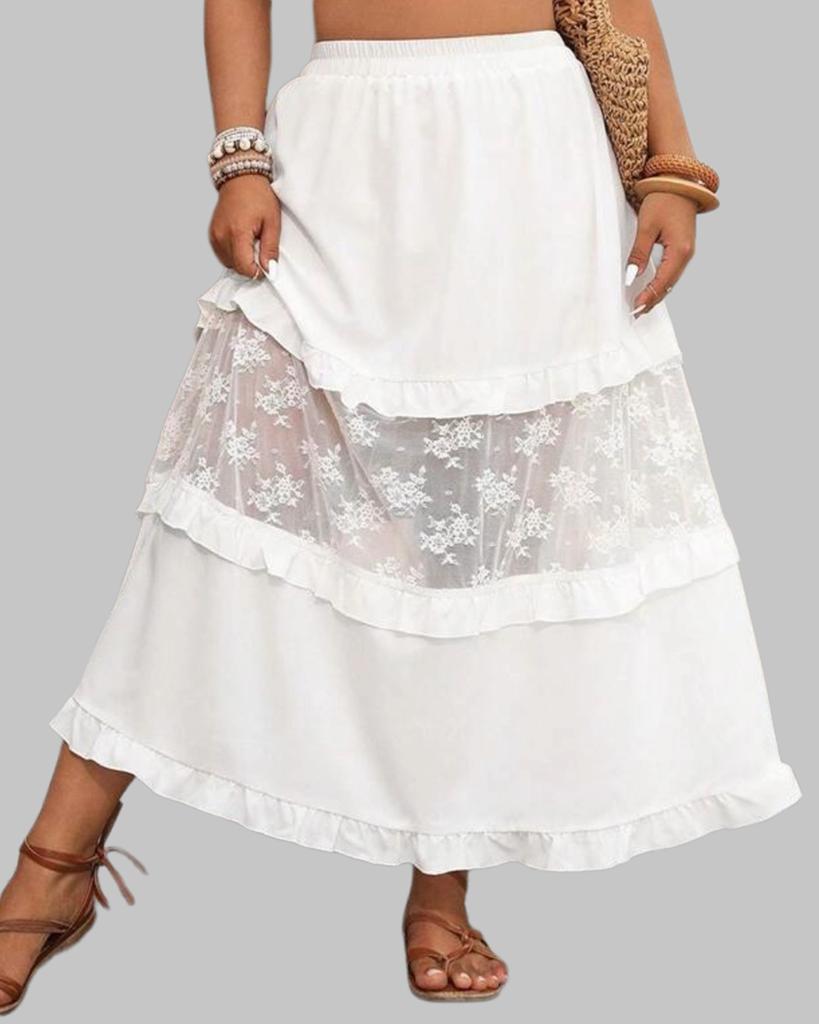Witte maxi rok met kanten details (44-52), Verzenden, Nieuw, Wit, Rok