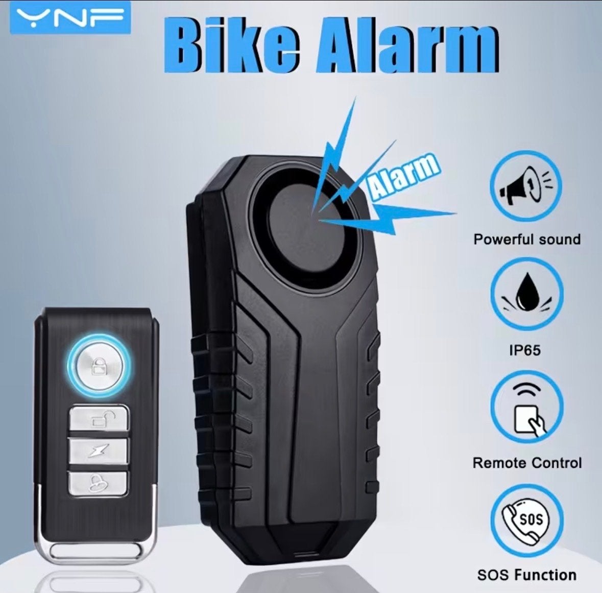YNF Fietsalarm met Afstandsbediening - Waterdicht - Nieuw, Fietsen en Brommers, Fietsaccessoires | Fietssloten, Ophalen, Alarm