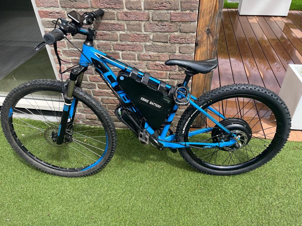 Elektrische fiets met 75km/u conversion kit en extra wiel, Elektrische fiets, Gebruikt, Overige materialen, Overige typen