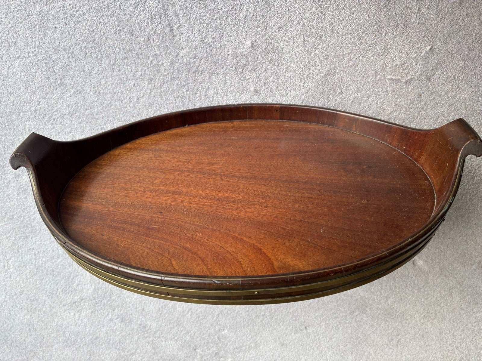 Vintage mahonie dienblad 38x58cm, Gebruikt, Met opstaande rand, Ophalen of Verzenden, Dienblad